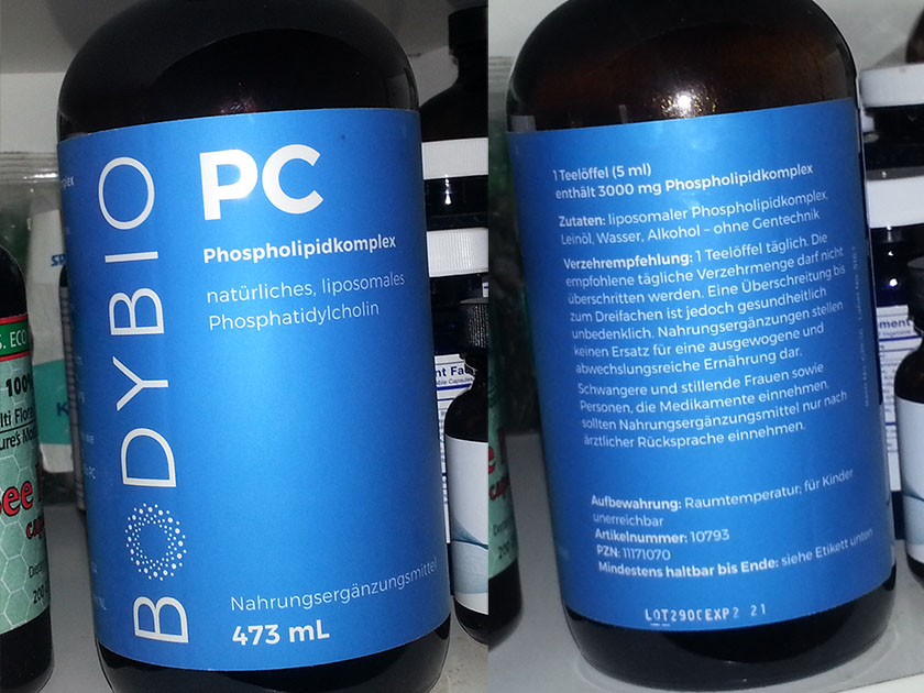 BodyBio PC (phosphatidylcholine), ny etikett. Jeg kjøpte denne på centrosan.de (centrosan.com)